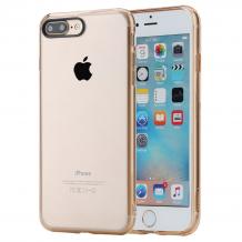 Луксозен твърд гръб Rock Pure Series Ultra Thin Case за Apple iPhone 7 Plus - прозрачен / златист