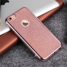 Луксозен силиконов калъф / гръб / TPU Royal Crystals с камъни от Apple iPhone 6 / iPhone 6S - Rose Gold / брокат / 2в1