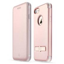 Луксозен кожен калъф Flip тефтер TOTU Design Acme Series със стойка за Apple iPhone 7 - Rose Gold