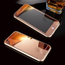Стъклен скрийн протектор / 9H Magic Glass Real Tempered Glass Screen Protector / за дисплей на Apple iPhone 5 / iPhone 5S / iPhone 5C - огледален / розов / лице и гръб