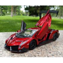 Метална кола с отварящи се врати капаци светлини и звуци Lamborghini Veneno 1:24