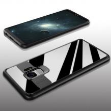 Луксозен гръб Auto Focus за Samsung Galaxy S9 G960 - прозрачен / черен кант