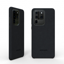 Луксозен гръб Leather Alcantara Case за Samsung Galaxy S20 Ultra - черен