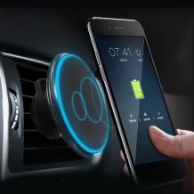 Универсална магнитна стойка за кола с безжично зареждане / Magnetic Wireless Car Charger - черна със син кант