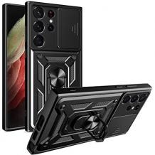 Силиконов гръб TPU кейс Slide Camera Case Magnetic Finger Ring Car Holder за Samsung Galaxy S23 Ultra