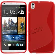Силиконов калъф / гръб / TPU S-Line за HTC Desire 816 - червен / прорачен