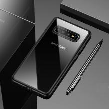 Луксозен силиконов гръб USAMS MANT Series TPU за Samsung Galaxy S10 - прозрачен / черен кант