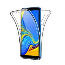 Tвърд гръб 360° със силиконова част за Samsung Galaxy S21 Ultra - прозрачен