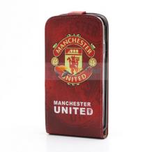 Кожен калъф Flip тефтер за Apple iPhone 5 / 5S - Manchester United
