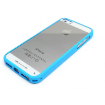 Силиконов калъф с твърд гръб за Apple iPhone 5 - с син кант