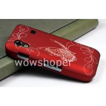 Заден предпазен капак за Samsung Galaxy Ace S5830 - червен с пеперуди