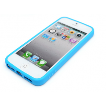 Силиконов калъф с твърд гръб за Apple iPhone 5 - с син кант