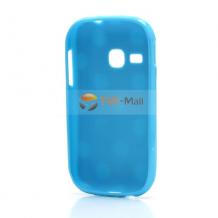 Силиконов калъф / гръб / TPU за Samsung Galaxy Young DUOS S6312, S6310 - син с бели точки