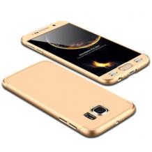 Луксозен твърд гръб GKK 3in1 360° Full Cover за Samsung Galaxy S7 Edge G935 - златист / лице и гръб