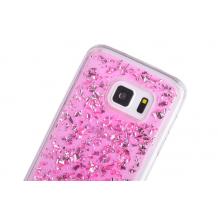 Силиконов калъф / гръб / TPU 3D за Samsung Galaxy S8 Plus G955 - розов / прозрачен / блестящи стружки