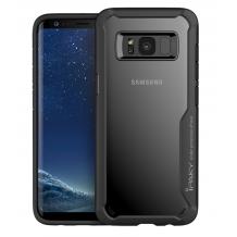 Луксозен твърд гръб със силиконов кант IPAKY за Samsung Galaxy S8 G950 - прозрачен / черен кант