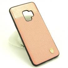 Луксозен кожен твърд гръб AIRBIRD със силиконов кант за Samsung Galaxy S9 G960 - Rose Gold / Grid