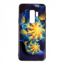 Луксозен силиконов калъф / гръб / TPU с Popsocket за Samsung Galaxy S9 Plus G965 - жълто цвете / абстрактен