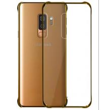 Оригинален твърд гръб Clear Cover EF-QG965 за Samsung Galaxy S9 Plus G965 - прозрачен със златист кант