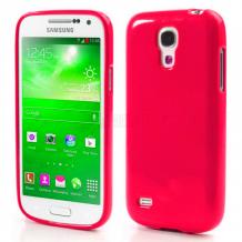 Ултра тънък силиконов калъф / гръб / TPU Ultra Thin Candy Case за Samsung Galaxy S4 Mini I9190 / I9192 / I9195 - цикламен / брокат