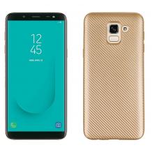 Силиконов калъф / гръб / TPU за Samsung Galaxy J6 2018 - златист / Carbon