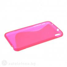 Силиконов калъф / гръб / TPU S-Line за HTC Desire 816 - розов / прозрачен
