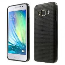 Силиконов калъф / гръб / TPU за Samsung Galaxy A3 SM-A300F / Samsung A3 - черен / Grid