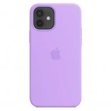 Оригинален гръб Silicone Cover за Apple iPhone 12 Pro Max 6.7" - светло лилав / лого