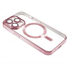 Силиконов калъф / гръб / Color Case със безжично зареждане MagSafe кейс за iPhone 17 Pro Max - прозрачен кейс с защита на камерата / розов