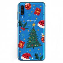 Силиконов калъф / гръб / TPU за Samsung Galaxy A30s / A50 - прозрачен с коледни подаръци