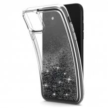 Луксозен твърд гръб 3D Water Case за Samsung Galaxy A10 - прозрачен / течен гръб с брокат / черен