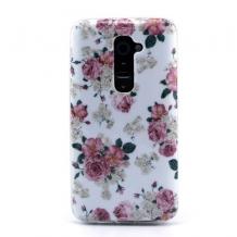 Силиконов гръб / калъф / TPU за LG Optimus G2 D802 / LG G2 - бял / рози