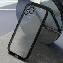 Твърд гръб със силиконов кант за iPhone 12 - прозрачен кейс със защита за камерата