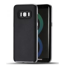 Силиконов калъф / гръб / TPU за Samsung Galaxy S8 G950 - черен / сребрист кант / Carbon