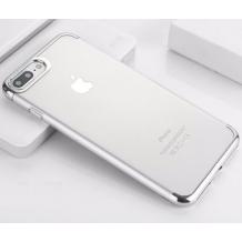 Луксозен ултра тънък силиконов калъф / гръб / TPU Ultra Thin Shining Case за Apple iPhone 7 Plus - прозрачен / сребрист кант