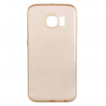 Луксозен силиконов калъф ROCK Slim Jacket Ultra Thin Case за Samsung Galaxy S6 Edge G925 - прозрачен / златист