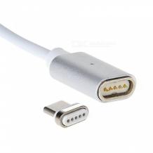 Магнитен USB кабел / USB Type-C Magnetic Charging Data Cable за Micro (Android) - сребрист / бял