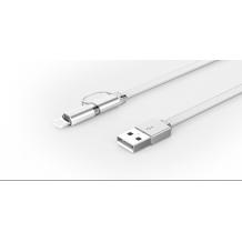 USB Data кабел LDNIO за зареждане и пренос на данни 2 в 1 за Apple iPhone 5 / 5S , iPone 6 / iPhone 6S / iPhone 6 plus / Samsung / HTC / LG / Micro USB - сребрист