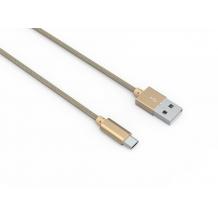 Оригинален USB кабел LDNIO Micro USB Cable LS-08 за Samsung, LG, HTC, Sony, Lenovo и други - златен / кръгъл