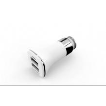 Зарядно за кола LDNIO C301 / DC 12V -24V / с 2 USB порта 5V / 3.6A за Apple iPhone 5 / iPhone 5S / iPhone SE / iPhone 6 / iPhone 6 Plus / iPhone 7 - бяло и сребристо