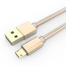 Оригинален USB кабел LDNIO Micro USB Cable LS-24 Type-C за Samsung, LG, HTC, Sony, Lenovo и други - златен / метален