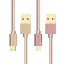 Оригинален USB кабел LDNIO Micro USB Cable LS-24 Type-C за Samsung, LG, HTC, Sony, Lenovo и други - златен / метален