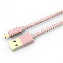 Оригинален USB кабел LDNIO Micro USB Cable LS-24 Type-C за Samsung, LG, HTC, Sony, Lenovo и други - Rose Gold / метален