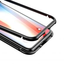 Луксозен твърд гръб BASEUS Magnetic Hardware за Apple iPhone X - прозрачен / черен кант