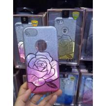 Луксозен силиконов калъф / гръб / TPU FSHANG ENSIDA Rose за Apple iPhone 7 Plus - преливащ / сребристо и розово / брокат