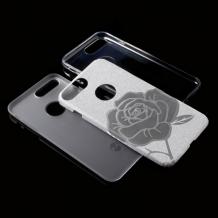 Луксозен силиконов калъф / гръб / TPU FSHANG ENSIDA Rose за Apple iPhone 7 - преливащ / сребристо и тъмно сиво / брокат