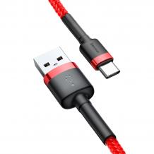 Оригинален USB кабел BASEUS Cafule Cable Type-C за зареждане и пренос на данни - червен