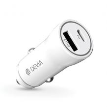 Универсално зарядно за кола DEVIA Smart Series / Car Charger 12V DEVIA Smart Series PD+QC3 - бяло