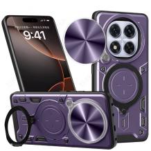 Удароустойчив гръб TPU кейс Slide Camera Case Magnetic Finger Ring Car Holder за Xiaomi Redmi Note 14 Pro - лилав