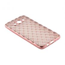 Силиконов калъф / гръб / TPU 3D за Samsung Galaxy J5 2016 J510 - прозрачен с розов кант / ромб